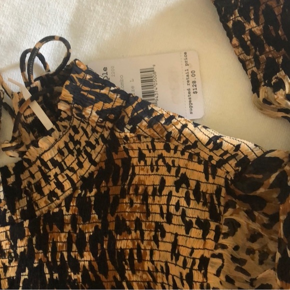 NWOT Free People Roma Blouse with lace tie back closure animal leopard print - Picture 9 of 11